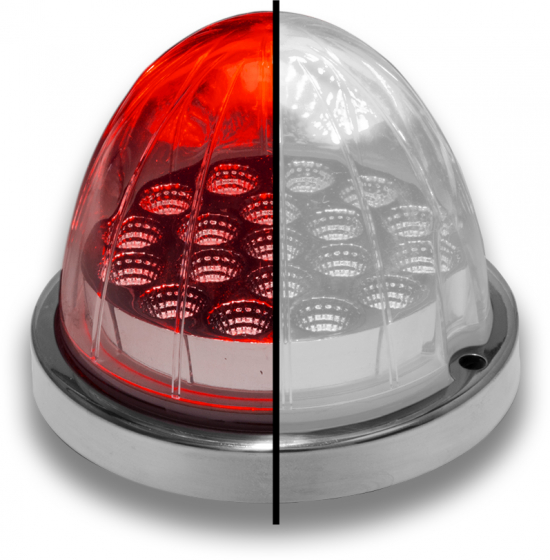 Dual Revolution White Auxiliary To Red Clearance And Marker 19 LED Watermelon Light