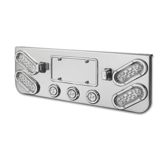 Panel Bezel Status Led Semi Truck Rear Center Panel with LED Lights & Chrome Bezels