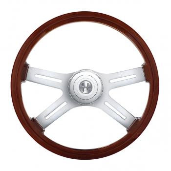 18 Inch 3-Spoke Wood Steering Wheel For Freightliner, Kenworth, Peterbilt, Volvo-542982