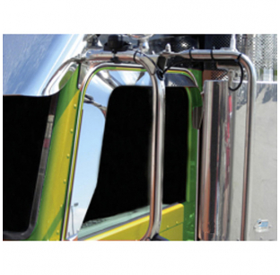 BESTfit Stainless Steel Window Deflectors For Peterbilt With Cab Mounted Mirrors