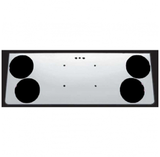 Universal 12 Inch Rear Center Panel - Stainless Steel, 4 Round 4 Inch Light Holes, Plate Holes, Hardware Included