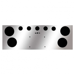 Universal 12 Inch Rear Center Panel - Stainless Steel with 10 Light Holes and Plate Holes - Fits Most Trucks