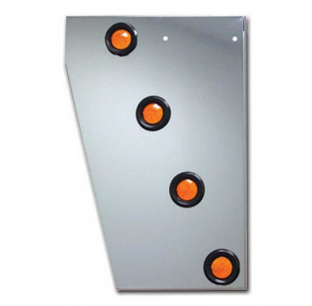 Peterbilt 379 Stainless Steel Cowl Extension Panels with 2 Inch Amber LEDs, Fits 1993-2007 Models