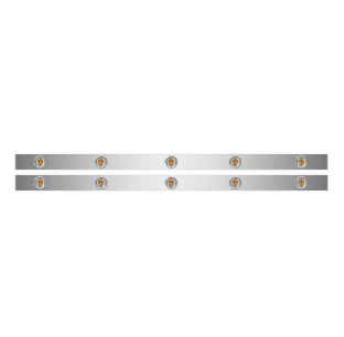 Kenworth W900L Aerocab Cab Panel with Ten 2 Inch Amber LEDs and Bezels, Stainless Steel, Fits 1995-2010 Models