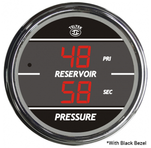 Kenworth 2006+ Primary & Secondary Reservoir PSI Gauge, Red with Black Bezel