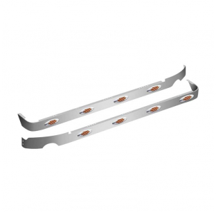 Peterbilt 379 70 Inch Sleeper Panels with 12 Amber Flatline Marker LEDs, Stainless Steel, Fits 1993-2007 Models