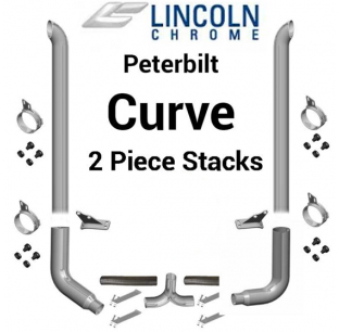 Peterbilt 379 7 Inch Curved Lincoln Exhaust 2 Piece Package