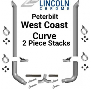 Peterbilt 379 8 Inch West Coast Lincoln Exhaust Package with Free Shipping and Customizable Options