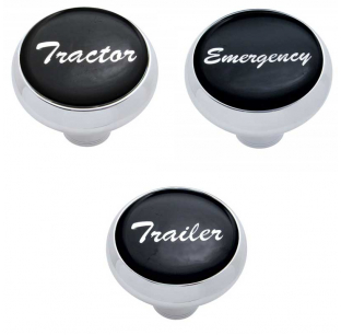 Chrome Deluxe Air Valve Knob with Glossy Sticker in 3 Scripts - Fits Most Trucks - 6 Colors Available