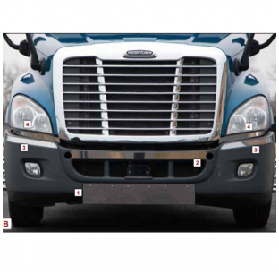 Freightliner Cascadia Long Hood Bumper & Headlight Trims by Roadworks