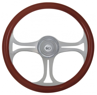 18 Inch Saber Wood Rim with Chrome 3 Spoke Cutouts & Bezel - Fits 18 Inch Saber Wood Rim