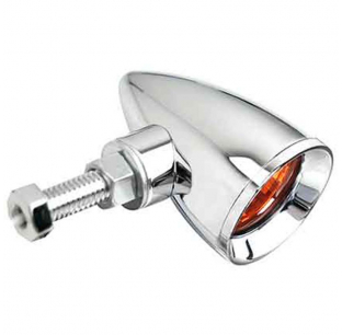 1 3/8 Inch Concours Rocket Turn Signal - Polished/Chrome, CNC Machined, Vibration Isolation, Halogen Bulb, Made in USA