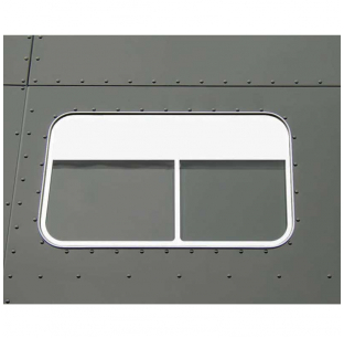 Peterbilt 70 Inch Sleeper Chopped Window with 5 Inch Top Integrated Trim - Stainless Steel Pair