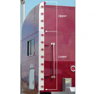 Peterbilt Rear Vertical Extension Bar for 36, 48, 63 Inch Unibilt Sleepers - Stainless Steel, Roadworks, No Lights Included