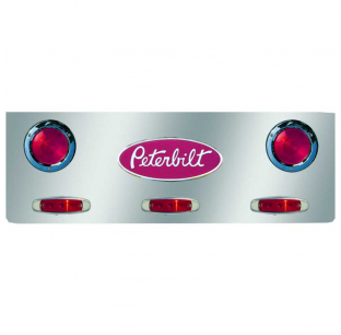 Peterbilt 379 Rear Center Panels - 12 Inch, Stainless Steel, Light Holes Only, No Lights, Roadworks