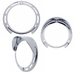 Chrome Round Turn Signal Light Bezel - 3 Options, Fits Most Models, United Pacific, 6-Month Warranty