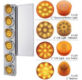 Freightliner Stainless Steel Front Air Cleaner Brackets with 2 Inch Lights and Chrome Bezels