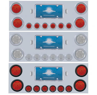 Stainless Rear Center Panel with 7 LED 4-Inch Lights & 9 LED 2-Inch Lights