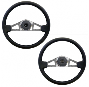 18 Inch Manchester Black Leather 2 Spoke Steering Wheel - Fits Most Vehicles