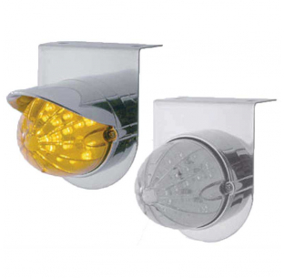 Stainless Steel Light Bracket with Single 19 LED Watermelon Marker Light - Amber/Clear Lens Options