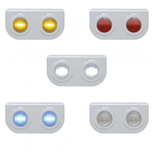 Stainless Steel Light Bracket with 2 Mini 3 LED Lights - Amber, Red, Blue, White - Fits Most Trucks - United Pacific