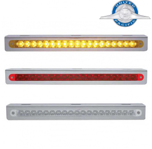 Stainless Steel Light Bracket with 19 LED 12 Inch Light Bar - Amber, Red, or Clear Lens - Fits Most Truck Models