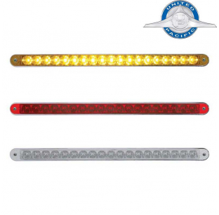 19 LED 12 Inch Turn Signal Bar with Chrome Bezel, Amber/Red LEDs, United Pacific, Fits Most Trucks