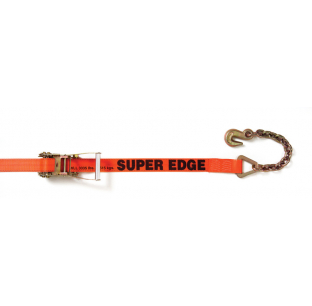 Super Edge 2x27 Ft Ratchet Strap with #316 18 Inch Chain Anchor for Heavy-Duty Cargo