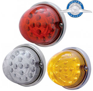 17 LED Round Reflector Flush Mount Kit with Amber/Red LEDs and Clear Lens - United Pacific