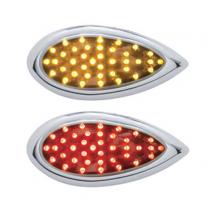 39 LED Teardrop Auxiliary Light with Chrome Lens - Amber/Red Options, Universal Fit, United Pacific