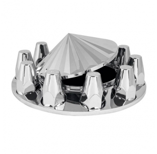 33mm Chrome ABS Front Axle Hub Cap Cover Set with Locking Tabs, 3-3/8 Inches Tall, Heavy Duty Plastic