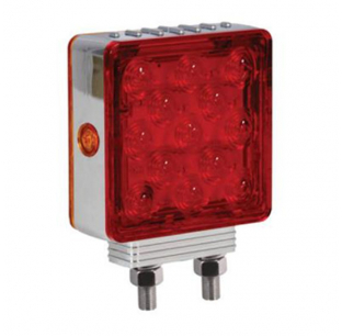 Double Post Square Pedestal Light with Amber and Red LEDs, Colored Lenses