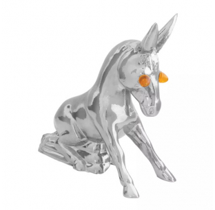 Chrome Donkey Hood Ornament with Amber LED Eyes - 5 1/4 x 2 5/8 x 5 5/8 Inches