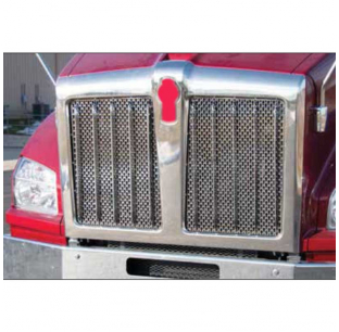 Kenworth T880 Punched Grill Inserts - 16 Styles: Keyhole, Circle, Hexagon, Rectangular, Square, Oval, Star, Snake Skin Holes.