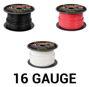 Primary 16 Gauge Wire in 25 Ft 100 Ft or 500 Ft Roll with Spool