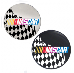 Nascar Logo With Checkered Flag Horn Button For 5 Hole Bolt Pattern Wheel