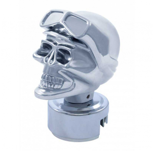 Skull Biker 13/18 Speed Shift Knob - CNC-Machined Aluminum, Chrome/Black, Fits Most Trucks