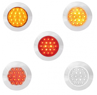 4 Inch Fleet Flat Surface Mount LED Light with Chrome Bezel - 18 High Power LEDs, Multiple Colors, Easy Installation