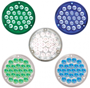 4 Inch Pearl 24 LED Sealed Interior Load Light with Polycarbonate Lens, 12V, Multiple Colors, 3 Mounting Holes, #1156 Plug