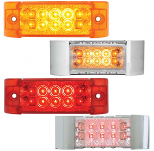 Rectangular Wide Angle Spyder 10 LED Marker/Turn Signal, 6