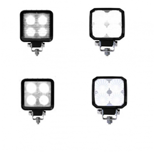 Heavy Duty LED Work & Flood Lights with 4 High Power LEDs, Rugged Aluminum Housing, Adjustable Mount, 750/650 Lumens, 9-36V, Various Sizes