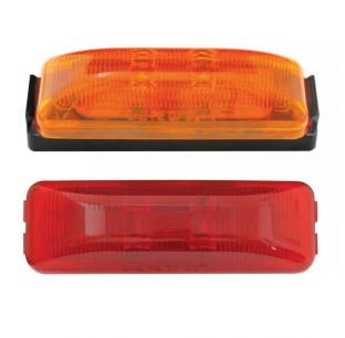 Medium Rectangular Fleet LED Marker Lights with Black Rim, Sealed Polycarbonate Lens, 2-12V Diodes, Amber or Red Options