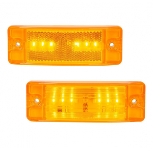 Turtle Style Amber 6 LED Marker Light with Reflectorized Lens, Sealed Polycarbonate, 5-7/8 x 2 x 1-1/2 Inches, 6 High Power SMD LEDs