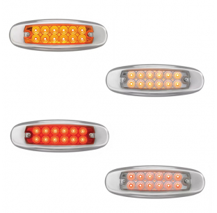 Ultra Thin Spyder LED Marker Light with Stainless Steel Bezel, Sealed Polycarbonate Lens, 12V LEDs, Surface Mount, Various Colors