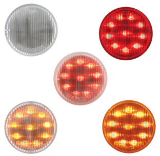 2 Inch Round Fleet LED Marker Light - Sealed Polycarbonate, 10-12V, Multiple Colors, Easy Wire Connection