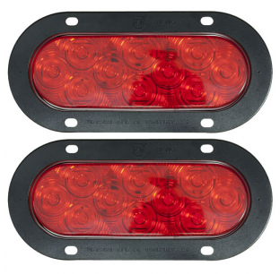 LumenX Oval LED 10 Diode Red Stop, Turn, Tail Light with Flange Mount