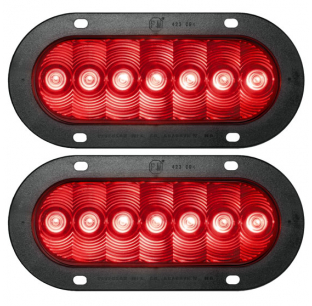 LumenX Oval LED 7 Diode Red Stop, Turn, And Tail Light With Flange Mount