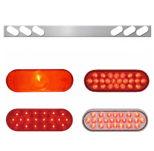 Stainless Steel One Piece Rear Light Bars With 6 Oval Lights In Slanted Style With Grommet