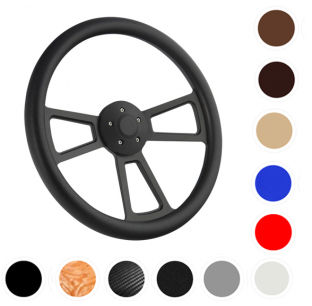 18 Inch Black Powder Coated Aluminum Muscle Steering Wheel with 5-Hole Hub Adaptor