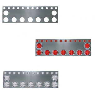 Stainless Steel Extra Wide Rear Center Panel with Nine 4 Inch and Twelve 2 Inch Red LED Lights